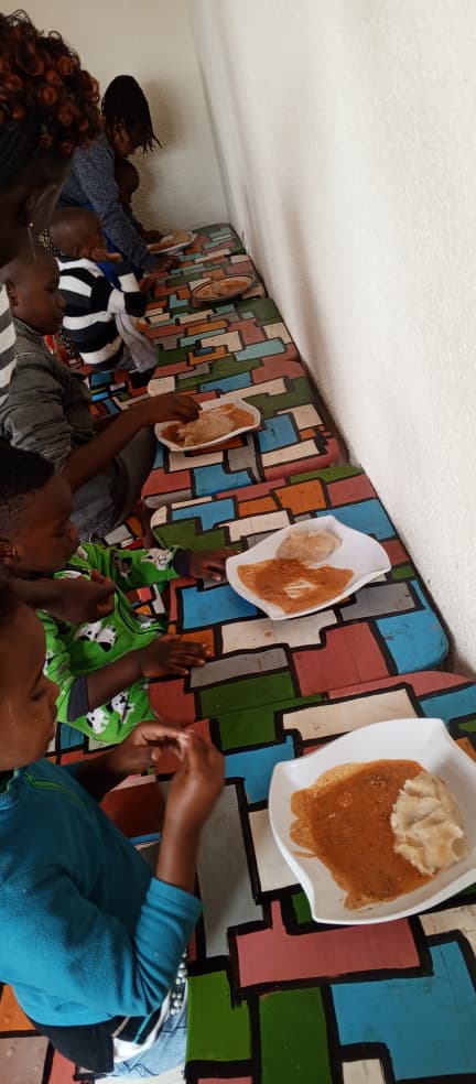 Children learning table setting